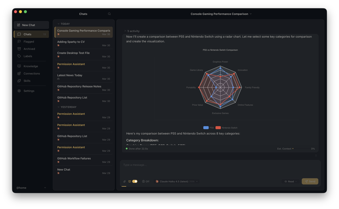 Sparky chat interface with agent-generated release notes